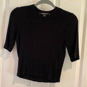 Sweet short black ribbed sweater short sleeve top.